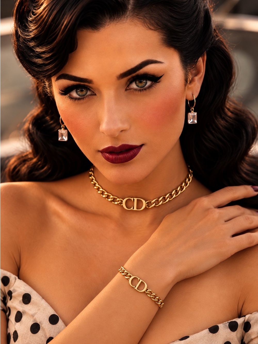Dior Inspired CD Logo Gold Cuban Chain Choker Necklace or Bracelet